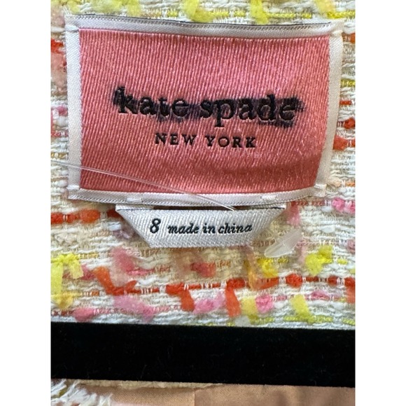 Kate Spade New York Multi Tweed Jacket Open Front Blazer Size 8 Pockets Spring - Picture 7 of 14